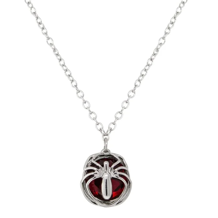 1928 Jewelry Round Red Stone Spider Pendant Necklace 16″ + 3″ Extender