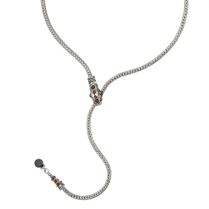 1928 Jewelry Serpentine Carnelian Gemstone Drop Necklace 7.5″ + 3″ Extension