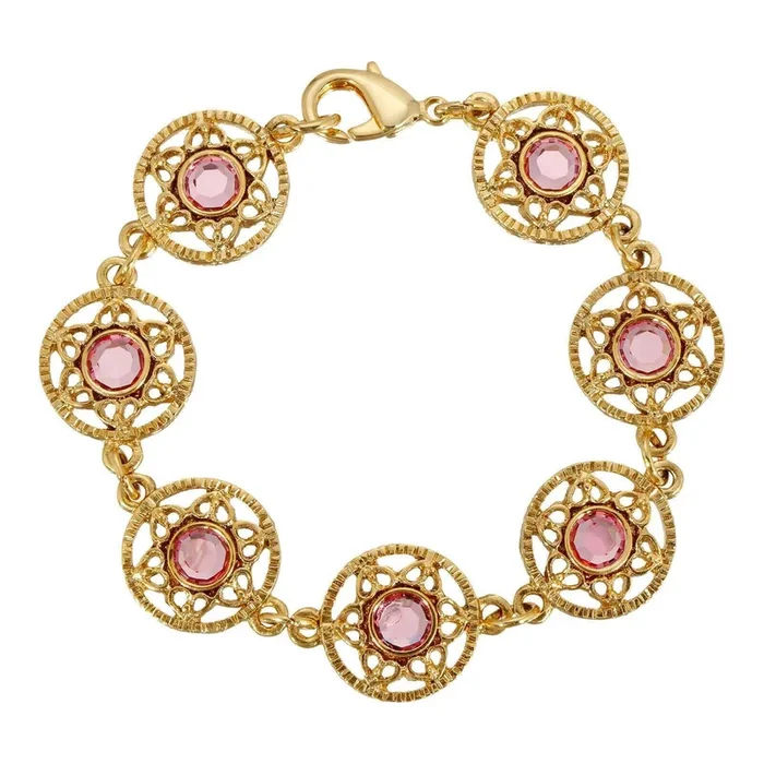1928 Jewelry Star Disk Channel Crystal Link Bracelet, 7.25″L