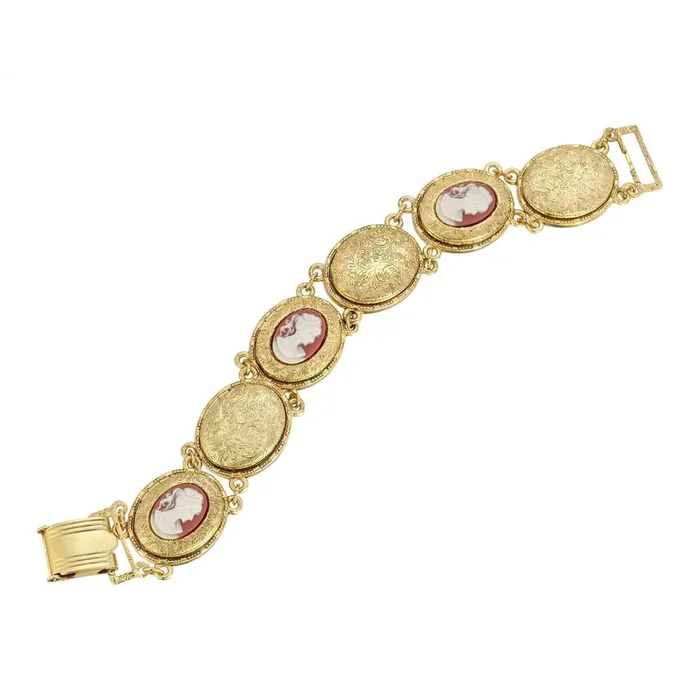 1928 Jewelry Victoria’s 12 Photo Cameo Locket Link Bracelet
