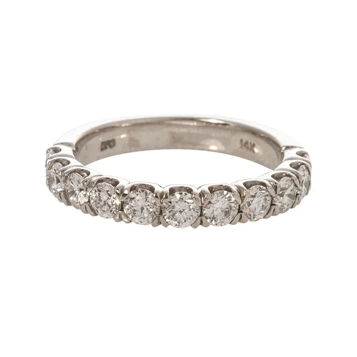 1ctw Diamond Pavé 14K White Gold Halfway Band