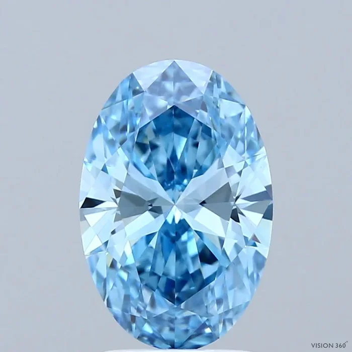 2.06 Carat Oval Shaped, Ideal Cut, FANCY VIVID BLUE Color, VVS2 Clarity, IGI Certified Lab Grown Diamond