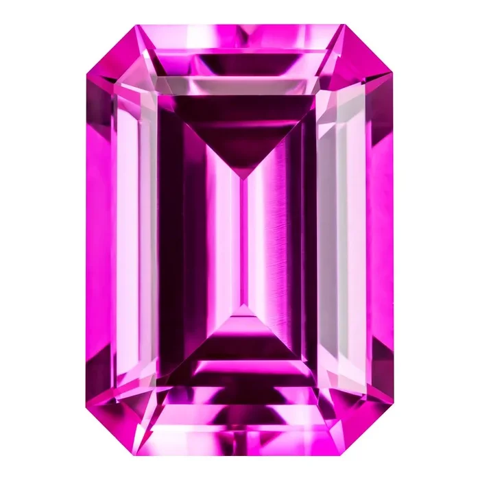 2.10 Carat Emerald Cut Lab-Created Pink Sapphire