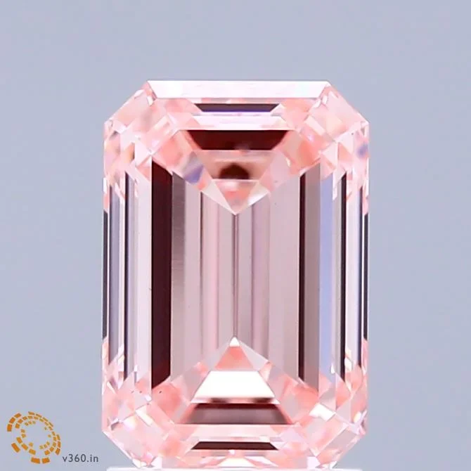 2.32 Carat Emerald Shaped, Ideal Cut, FANCY INTENSE PINK Color, VS1 Clarity, IGI Certified Lab Grown Diamond