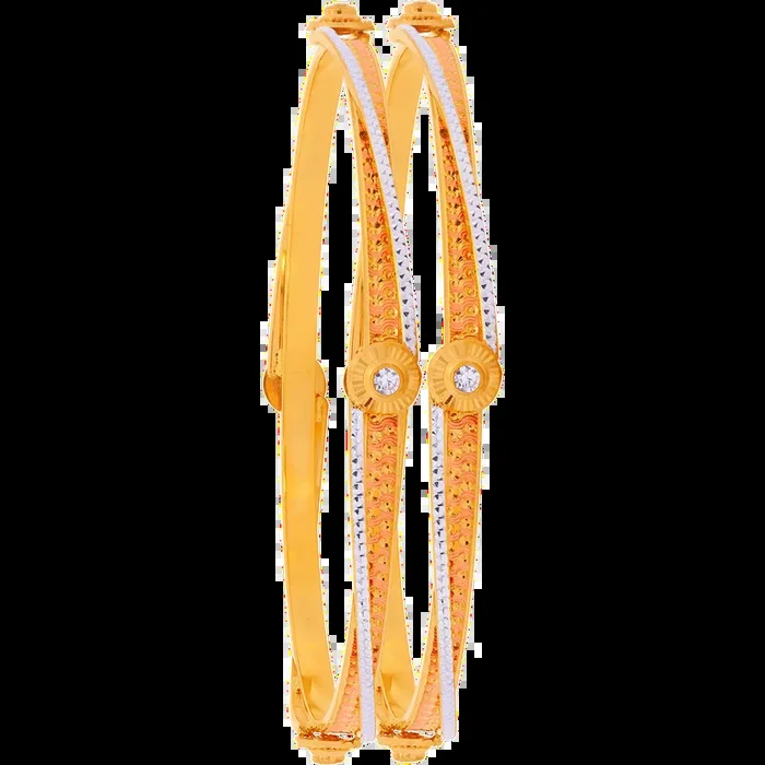 2.4 Size Three tone 2pcs Bangle in 22K Gold
