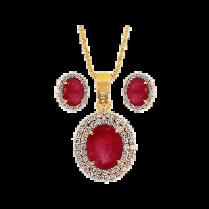 2.46Ct VS/GH Diamond Pendant Set With Ruby in 18K Gold