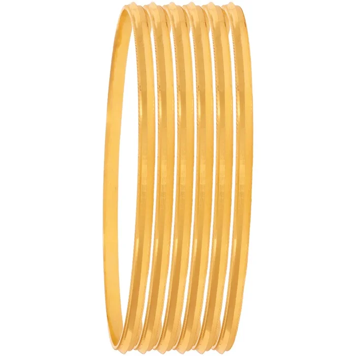 2.6 Size Thin Set of 6pcs Bangles in 22K Gold