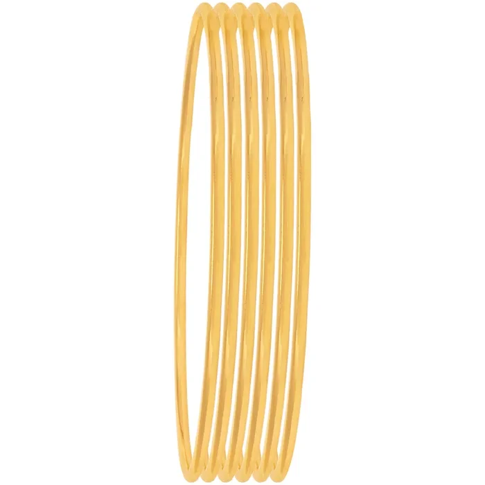 2.7 Size Thin Set of 6pcs Bangles in 22K Gold
