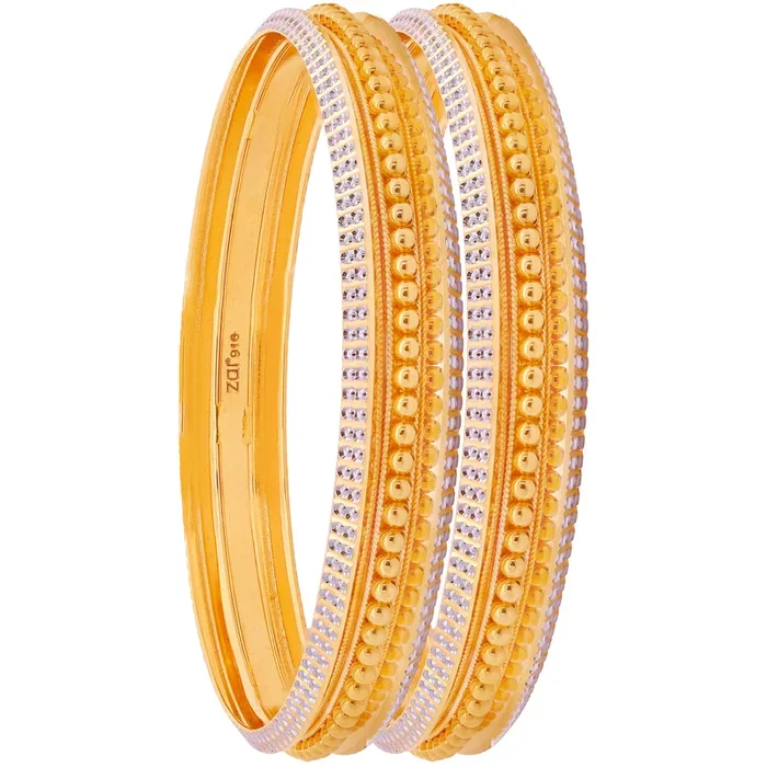 2.7 SizeTwo tone Set of 2pcs Bangles in 22K Gold