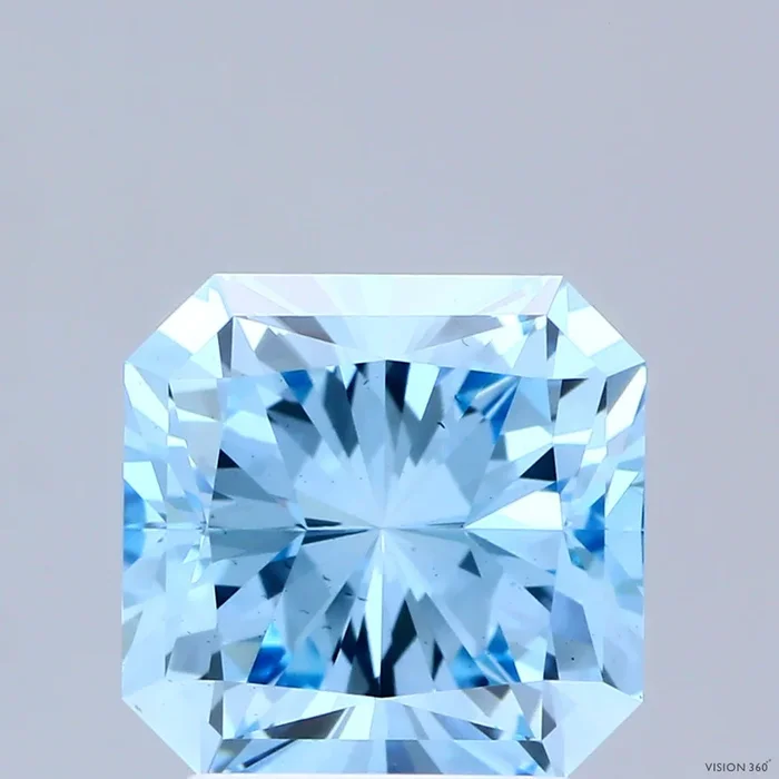 2.71 Carat Radiant Shaped, Ideal Cut, FANCY VIVID BLUE Color, VS1 Clarity, IGI Certified Lab Grown Diamond