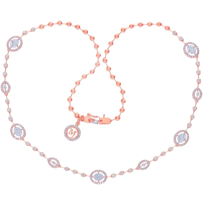 2.88Ct VVS/FG Diamond Necklace in 18K Rose Gold