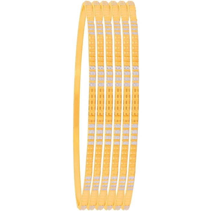 2.9 Size Two tone Set of 6pcs Bangles in 22K Gold