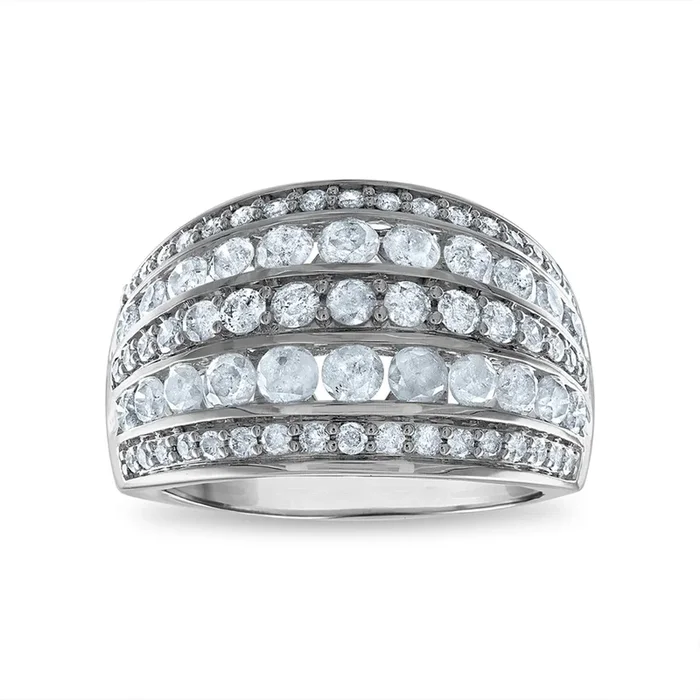 2 CTW Natural Diamond Anniversary Five Row Ring in 14KT White Gold