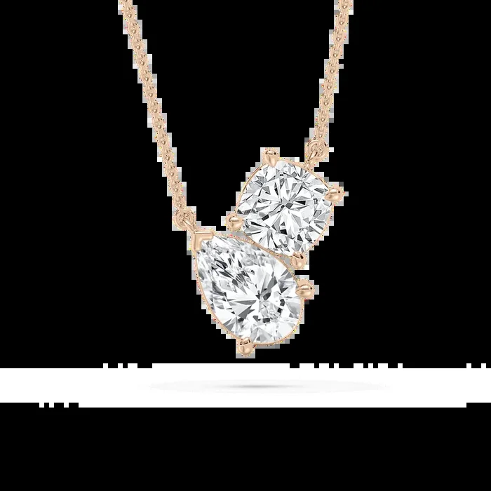 2 ctw Pear and Cushion Lab Grown Diamond Two Stone Pendant – 18 Inches