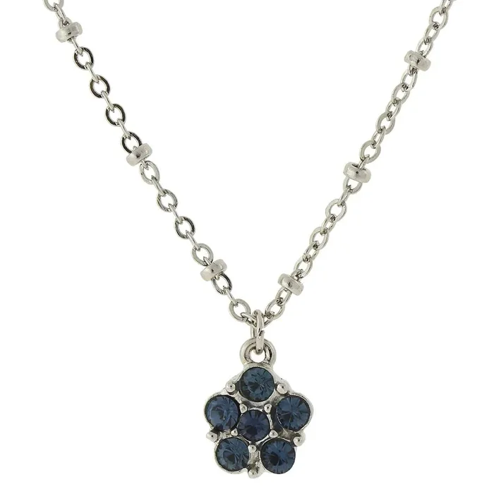 2028 Jewelry Petite Sweet Flower Crystal Pendant Necklace 16″
