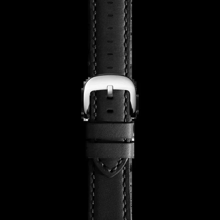 20mm Black Leather Watch Strap – Black