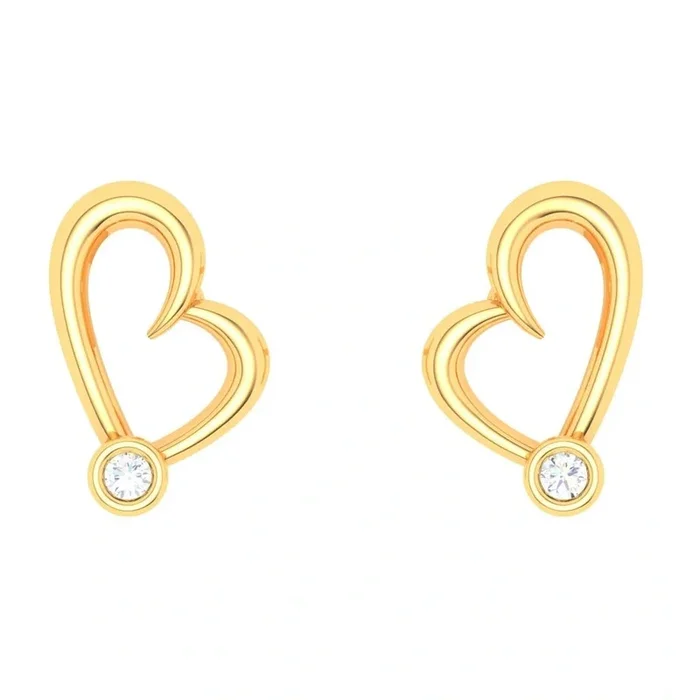 22k Gold Charming Heart Studs Earring For Women