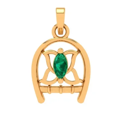 22k Gold Pendant Collection For Women With Green Gemstone