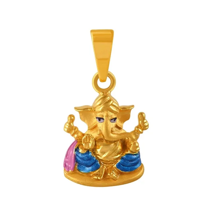22k Gold Pendant With An Elaborately Detailed Lord Ganesha Motif