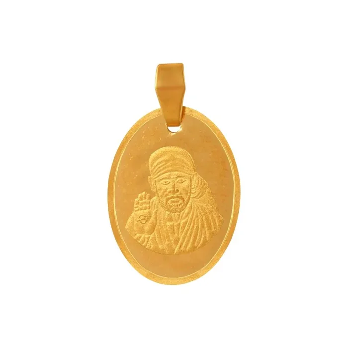 22k Gold Pendant With An Oval Shape And A Sai Baba Imagery Embedded Within