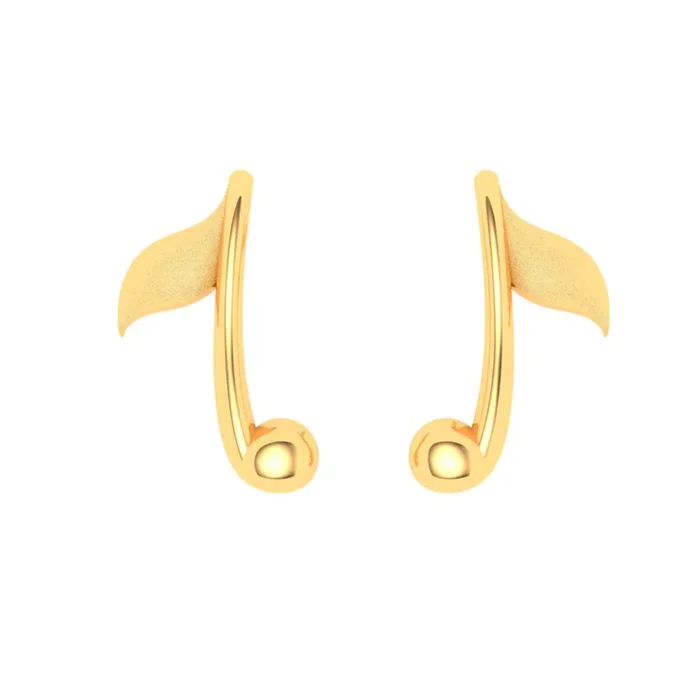 22KT Solid Musical Note Shaped Gold Earrings From Goldlites Collection