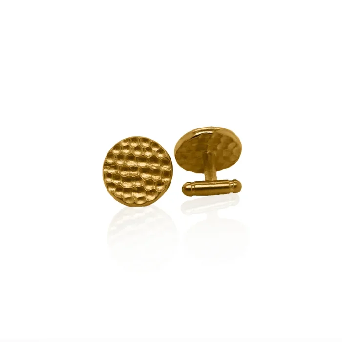 24Kt Gold Hammered Disc Cufflinks