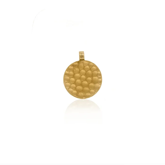 24Kt Gold Hammered Medallion Pendant