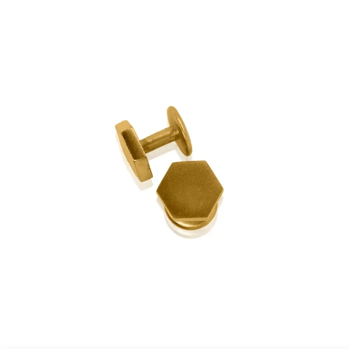 24Kt Gold Modern Hexagon Cufflinks