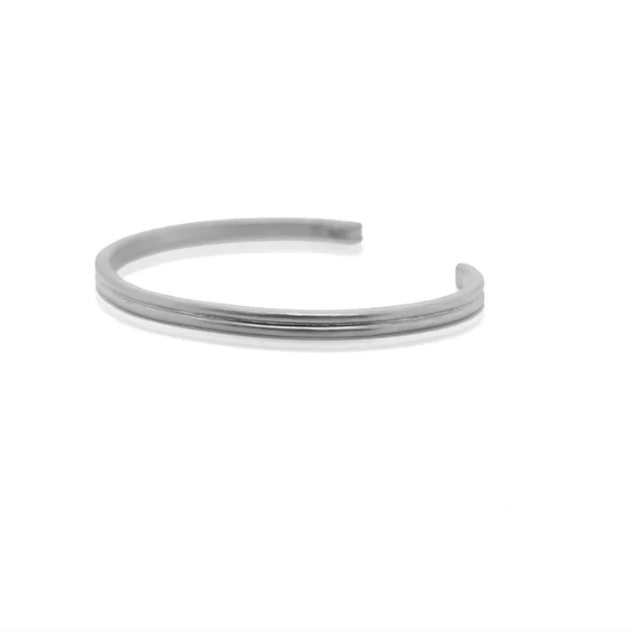 24Kt Platinum Grooved Double Band Bangle