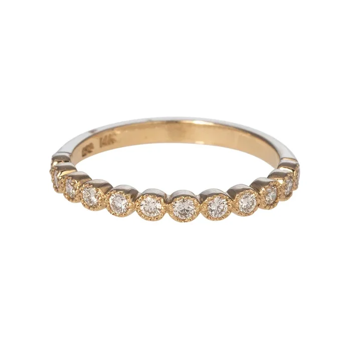 .27ctw Diamond Bezel Milgrain 14K Yellow Gold Halfway Band