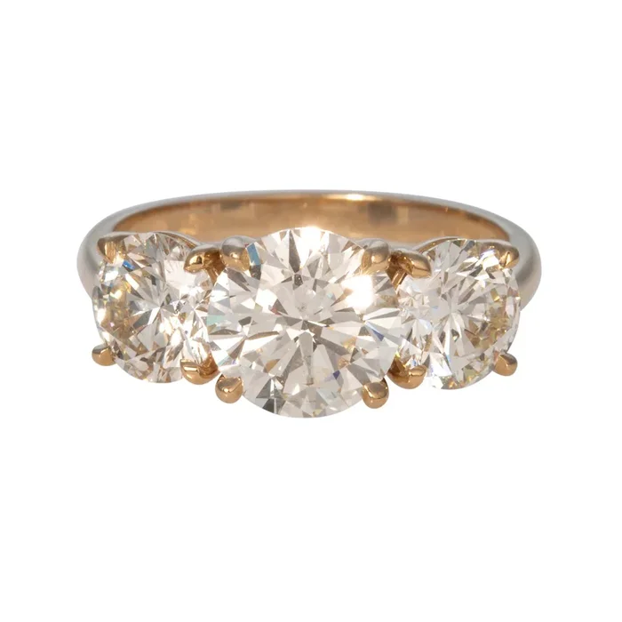2ct Center & 2ctw Side Round Brilliant Diamond Three-Stone 14K Gold Ring