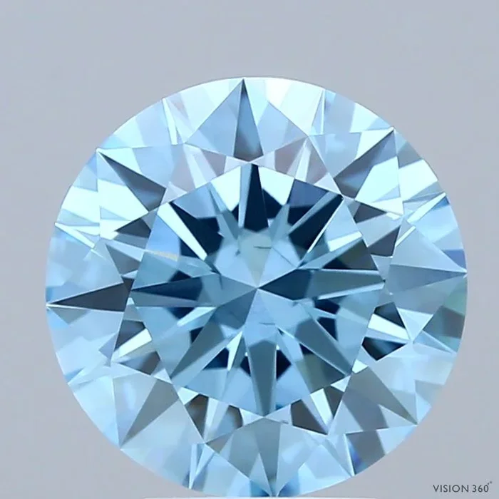 3.12 Carat Round Shaped, Ideal Cut, FANCY VIVID BLUE Color, VS2 Clarity, IGI Certified Lab Grown Diamond