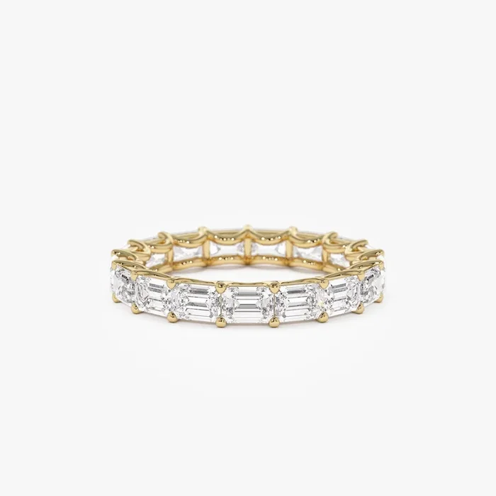 3.25 ctw 14k East West Prong Setting Full Eternity Emerald Cut Lab Grown Diamond Ring – Nia