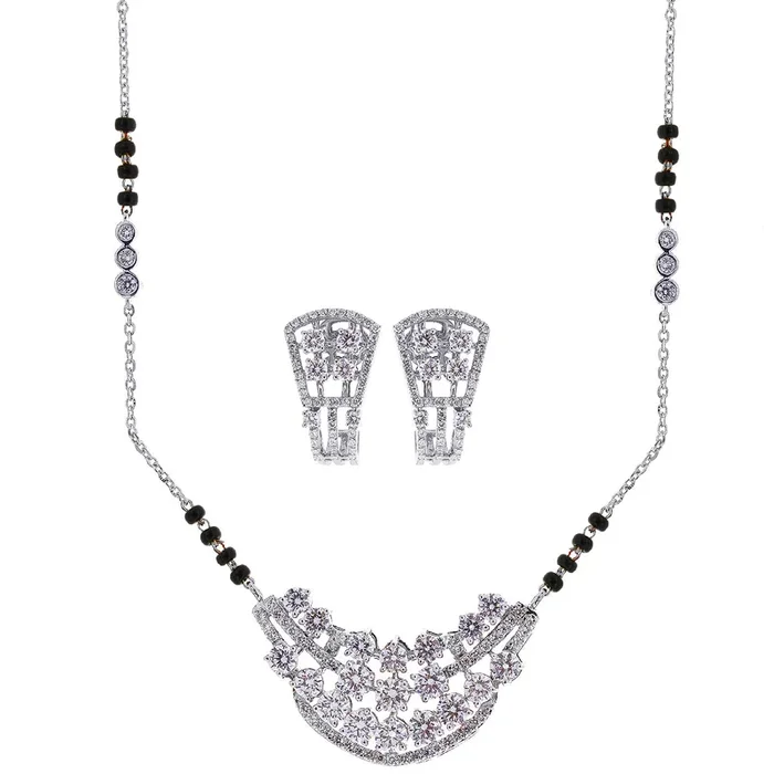 3.66Ct VVS/FG Diamond Mangalsutra Set in 18K White Gold