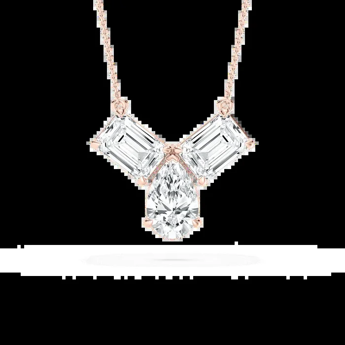 3 ctw Pear and Emerald Lab Grown Diamond Three Stone Pendant – 18 Inches