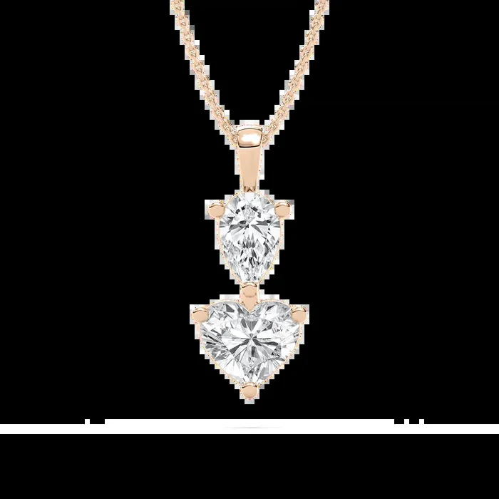 3 ctw Pear and Heart Lab Grown Diamond Two Stone Pendant – 18 Inches