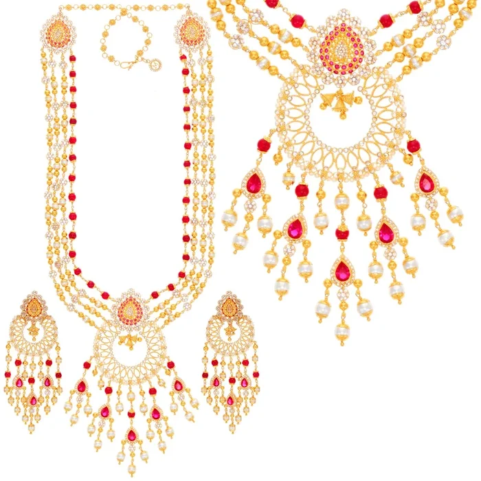 30.75Ct Rose Cut Diamond Patta Haaram With Gemstones in 22K Gold.