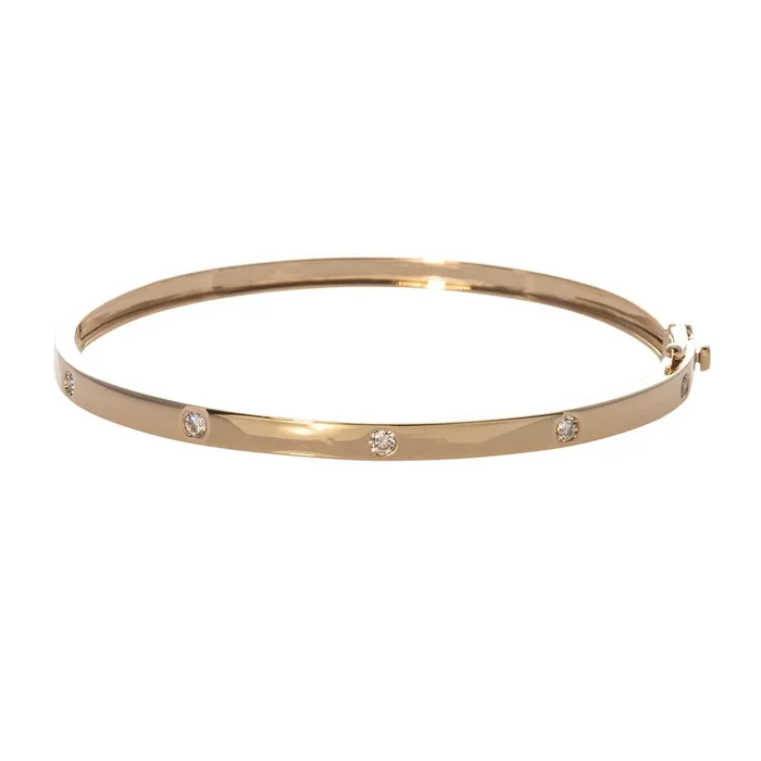 .30ctw Diamond Flush Set 14K Yellow Gold Bangle