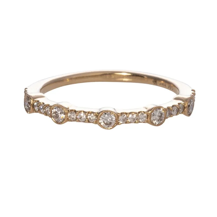 .34ctw Diamond Bezel Station Halfway 14K Yellow Gold Band