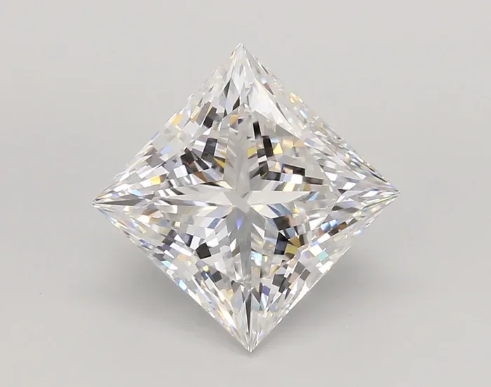 4.03 Carat Princess Shaped, Ideal Cut, D Color, VVS2 Clarity, IGI Certified Lab Grown Diamond