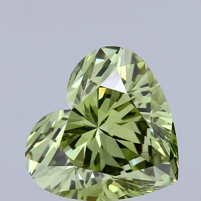4.04 Carat Heart Shaped, Ideal Cut, FANCY VIVID GREEN Color, VVS2 Clarity, IGI Certified Lab Grown Diamond