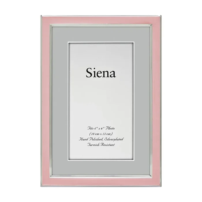 4×6 Pink Enamel Silver Plated Picture Frame