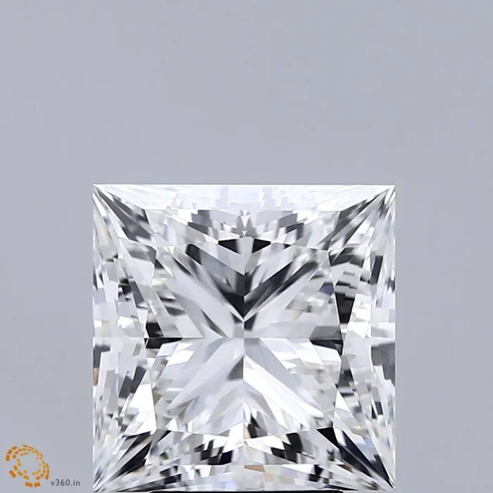 4.50 Carat Princess Shaped, Ideal Cut, E Color, VVS2 Clarity, IGI Certified Lab Grown Diamond