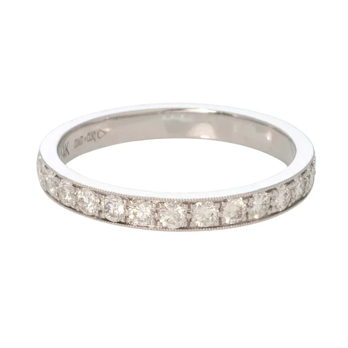 .46ctw Diamond Pavé Milgrain Channel 14K White Gold Halfway Band
