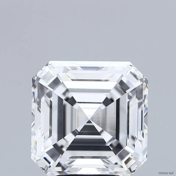 5.21 Carat Asscher Shaped, Ideal Cut, E Color, VS1 Clarity, IGI Certified Lab Grown Diamond