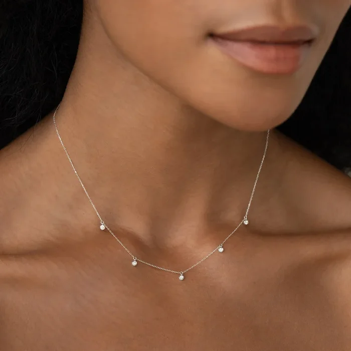 5-Diamond Necklace White Gold – Bette
