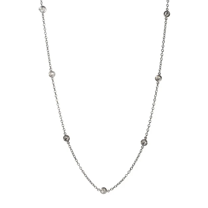 .56ctw Diamond by the Yard 7 Station 14K White Gold Necklace