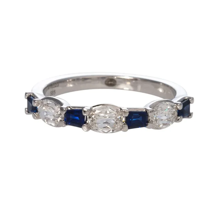 .56ctw L’Amour Crisscut Oval & Baguette Sapphire 7-Stone Band