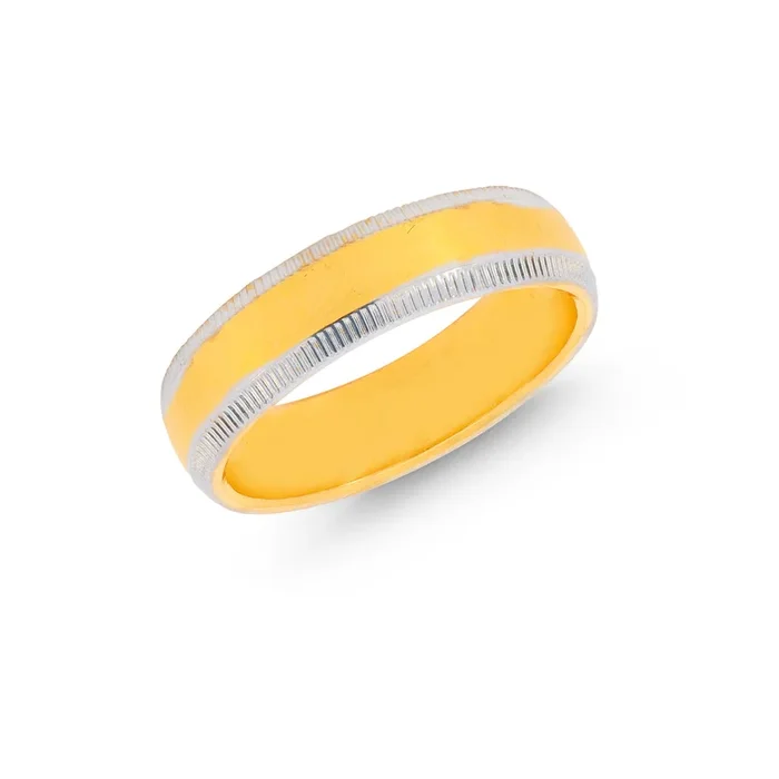 6.25 Size Two tone Milgrain Band in 22K Gold