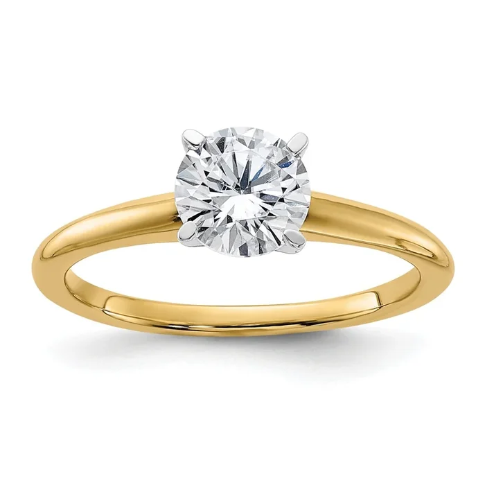 6.5MM Round Moissanite Solitaire Engagement Ring in 14KT Yellow Gold; Size 6